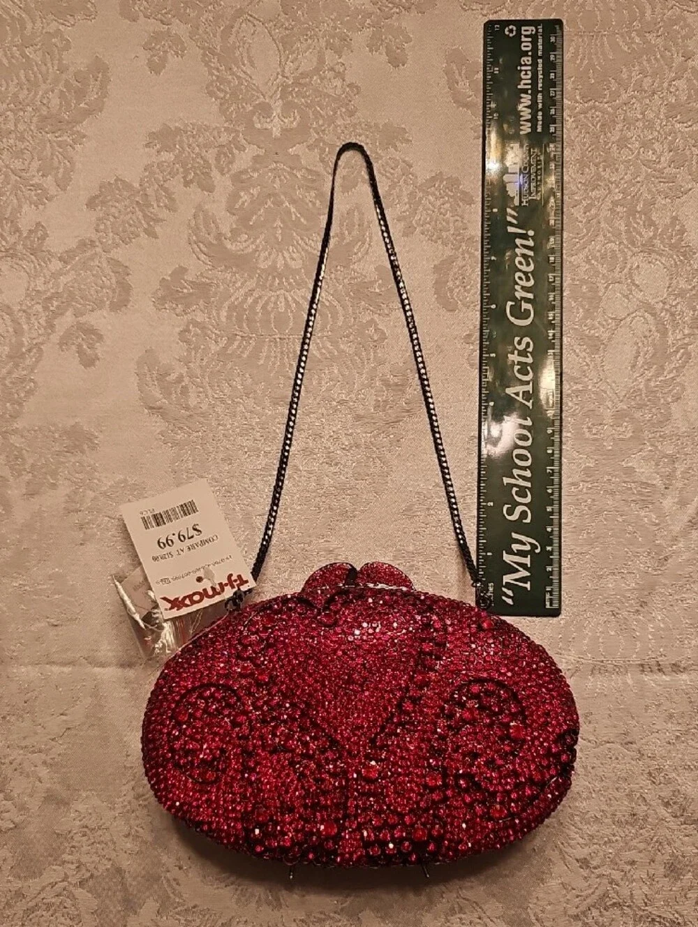 Red Crystal Embellished Oval Clutch - NWT Women Accessories